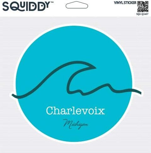 Squiddy Charlevoix Michigan Wave - ملصق فينيل للسيارة ، الكمبيوتر المحمول ، دفتر الملاحظات (4 ") in Saudi Arabia