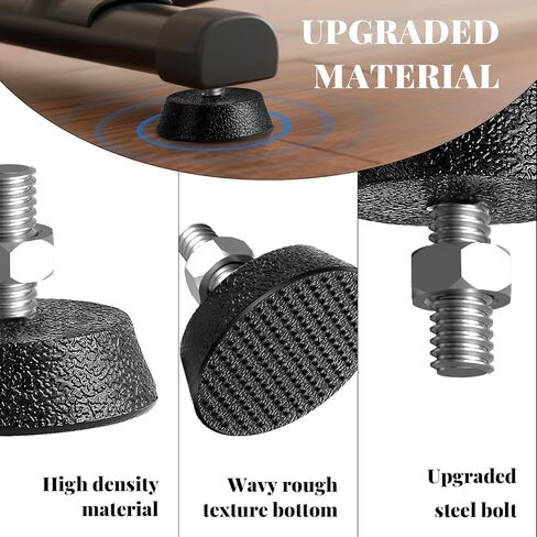 4 Pack Exercise Bike Support Foot Pad for Peloton Bike, Upgraded Stainless Steel 3/8" Leveling Screws, Rubber Spin Bike Foot Pads, Non-Slip Shock-Absorbing Replacement Parts, Noise Reduction in Kuwait