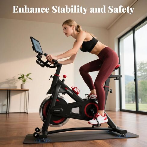 4 Pack Exercise Bike Support Foot Pad for Peloton Bike, Upgraded Stainless Steel 3/8" Leveling Screws, Rubber Spin Bike Foot Pads, Non-Slip Shock-Absorbing Replacement Parts, Noise Reduction in Kuwait