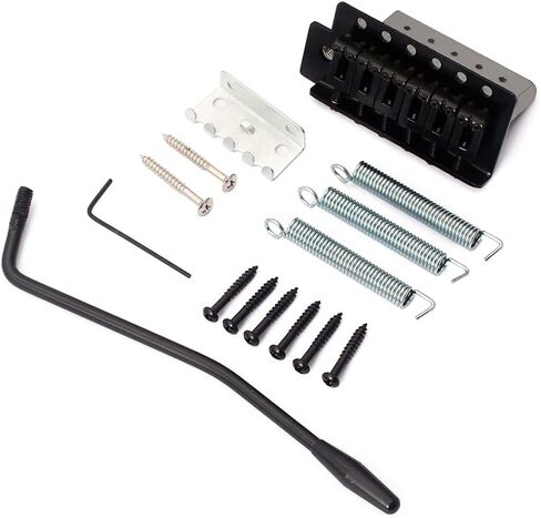 Alnicov A Set of Left handed Flat Saddle Single Tremolo Bridge System for 6 String Electric Guitar Parts Black in Saudi Arabia