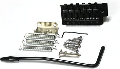 Alnicov A Set of Left handed Flat Saddle Single Tremolo Bridge System for 6 String Electric Guitar Parts Black in Saudi Arabia