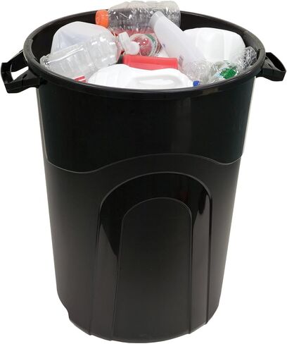32 Gallon Heavy Duty Plastic Garbage Can, Included Lid, Indoor/Outdoor, Black in Saudi Arabia