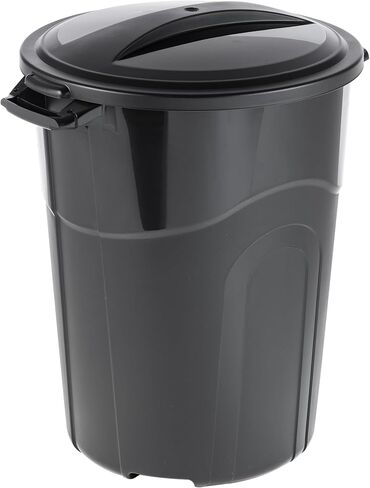 32 Gallon Heavy Duty Plastic Garbage Can, Included Lid, Indoor/Outdoor, Black in Saudi Arabia