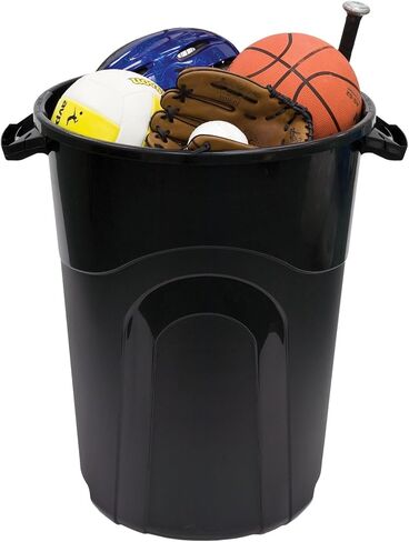 32 Gallon Heavy Duty Plastic Garbage Can, Included Lid, Indoor/Outdoor, Black in Saudi Arabia