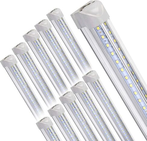 10Pack 4ft 4ft LED Shop Light - 50W 8000LM 6500K قابلة للربط تغطية T8 LED Tube Light لورشة العمل والمستودع والطابق السفلي - التوصيل والتشغيل in Kuwait