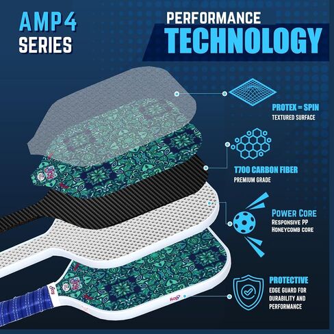 4Joy Pickleball Paddle Amp4 Series - T700 Carbon Fiber Pickleball Paddless - مضارب Pickleball Profession in Saudi Arabia