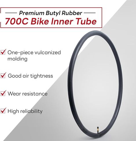 700x44C/45/46C/47C/48C/49C/50C AV48mm Bike Tube, 700C Replacement Bicycle Inner Tube (Single) Reliable 700 x 44C-50C Bike Inner Tube Schrader Valve for City/Road/Gravel Cycling Scenarios in Saudi Arabia