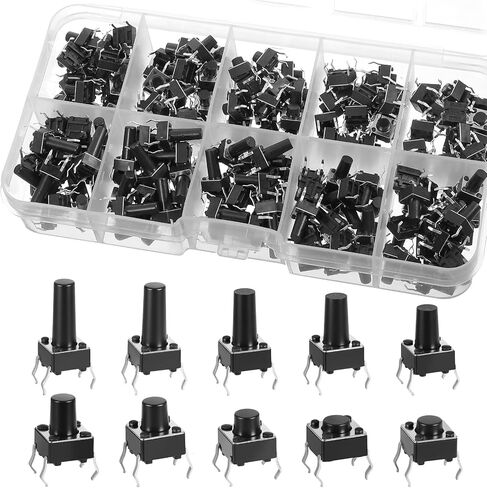 200 PCS مفاتيح اللمسية 10 قيمة 4 دبابيس 6 × 6 مم Micro لحظة التبديل in Saudi Arabia