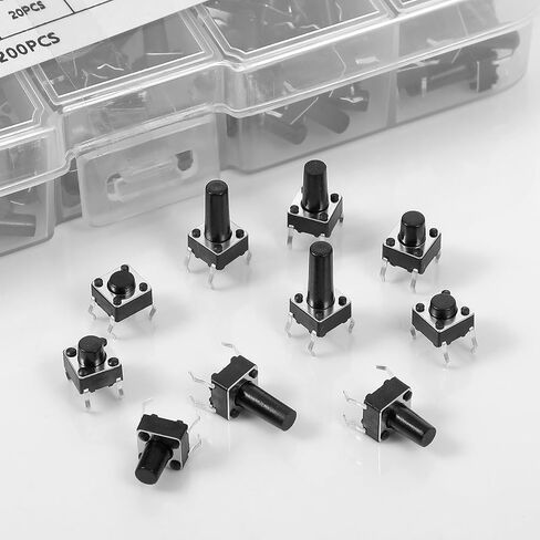 200 PCS مفاتيح اللمسية 10 قيمة 4 دبابيس 6 × 6 مم Micro لحظة التبديل in Saudi Arabia