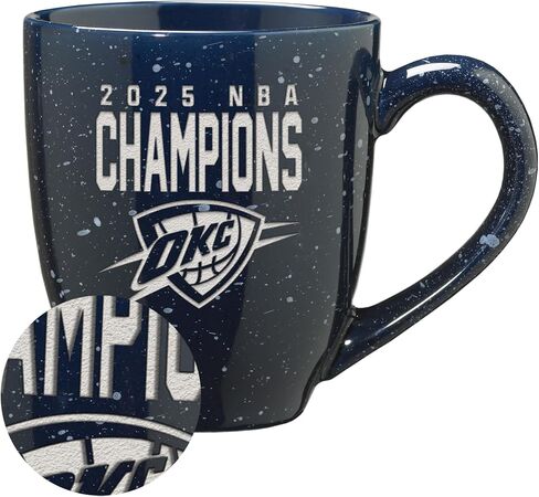 Rico Industries NBA Basketball Oklahoma City Thunder 2025 NBA Champions 16 oz Team Color Laser Engraved Speckled Ceramic Coffee Mug in Saudi Arabia