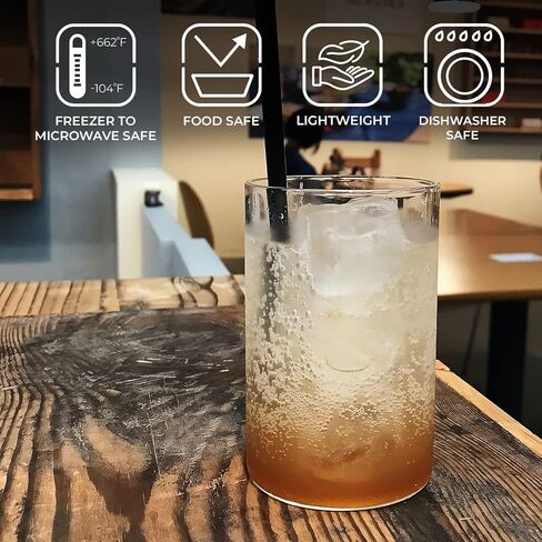 Borosil Drinking Glasses, 12 Oz, Set of 6, BPA Free, Borosilicate Drinking Glass, Clear & Lightweight Water Glass Set, Odor Resistant, Freezer & Dishwasher Safe, Glasses for Juice, Beer & Cocktails in Kuwait