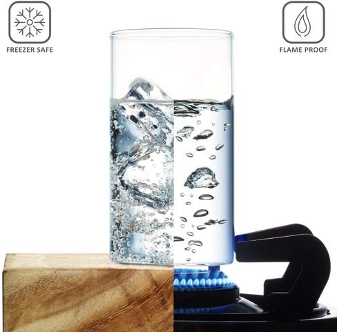Borosil Drinking Glasses, 12 Oz, Set of 6, BPA Free, Borosilicate Drinking Glass, Clear & Lightweight Water Glass Set, Odor Resistant, Freezer & Dishwasher Safe, Glasses for Juice, Beer & Cocktails in Kuwait