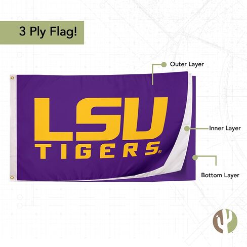 Desert Cactus LSU Flag Tigers Double -Side Tigers Geaux Louisiana University Banners 100 ٪ Polyester Indoor Outdoor 3X5 FET SLAGS ( in Saudi Arabia