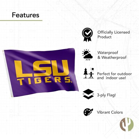 Desert Cactus LSU Flag Tigers Double -Side Tigers Geaux Louisiana University Banners 100 ٪ Polyester Indoor Outdoor 3X5 FET SLAGS ( in Saudi Arabia