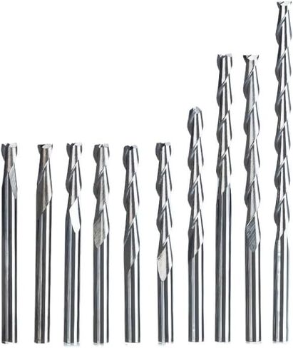 10pcs 3.175mm Shank 2 Flute Spiral Router Bit For Wood CNC End Mill Tungsten Carbide PCB Milling Cutter(2444) in Saudi Arabia