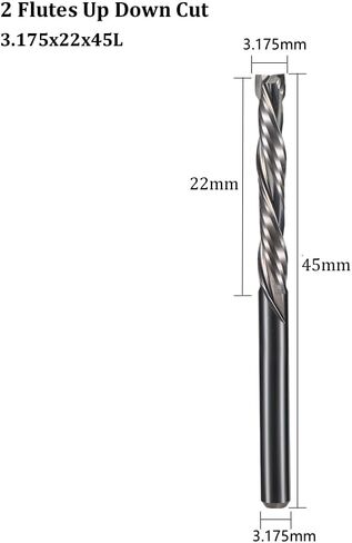 5PCS 3.175 UP DOWN Cut Two Flutes Spiral Carbide Mill Tool Cutters For CNC Router, Compression Wood End Mill Cutter Bits in Saudi Arabia