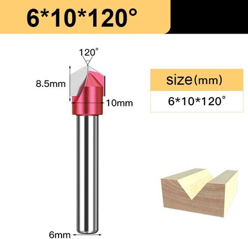 6mm Shank v Bit End Mill CNC 3D Bits Wood Tungsten Carbide 60 90 120 DEG MDF MDF Woodwork Milling Cutters (6x32x60deg) in Saudi Arabia