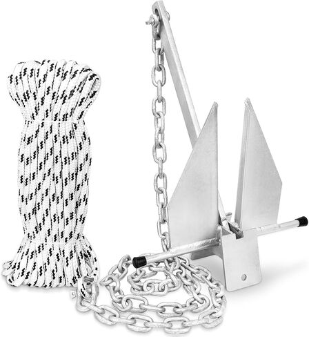Boat Anchor Kit Fluke Anchor with Chain and Anchor Rope Set for Boats Pontoon, Deck, Fishing, and Sail in Kuwait