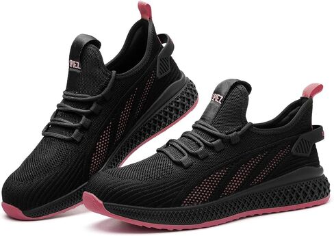 SPIEZ Lightweight Composite Toe Safety Shoes Women, Breathable Puncture Proof Work Shoes Without Steel Toe, Slip-on Walking Sneakers for Professional & Daily Comfort, US9, Black/Purple in Saudi Arabia