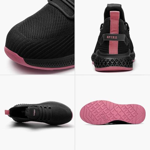 SPIEZ Lightweight Composite Toe Safety Shoes Women, Breathable Puncture Proof Work Shoes Without Steel Toe, Slip-on Walking Sneakers for Professional & Daily Comfort, US9, Black/Purple in Saudi Arabia