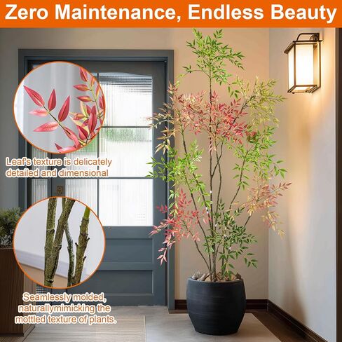4.6ft من الخيزران شجرة الخيزران الاصطناعية Nandina Tree Plants Ingotial Indoor Tree واقعية واقعية بوعاء مع أكثر in Kuwait