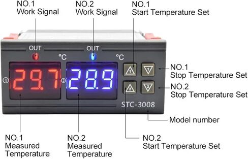 STC-3008 Dual LED درجة الحرارة الرقمية حاضنة الحاضنات السخان تحكم برودة برودة اثنين من ترحيل الإخراج thermoregulator (STC-3008 AC110-220V) in Kuwait