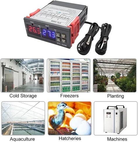STC-3008 Dual LED درجة الحرارة الرقمية حاضنة الحاضنات السخان تحكم برودة برودة اثنين من ترحيل الإخراج thermoregulator (STC-3008 AC110-220V) in Kuwait