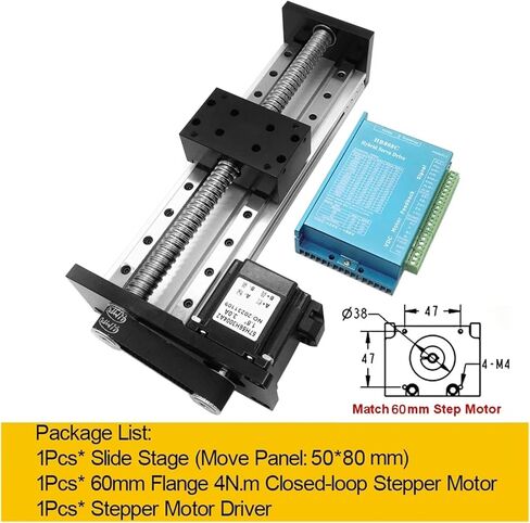 [60mm Close Step 4Nm] Linear Guide Rail Slide Stage Double Linear Rail X-Y-Z Axis 100-1200mm Stroke BallScrew SFU1204 1605 1610 Nema23 Stepper Motor(800mm SFU1605) in Saudi Arabia