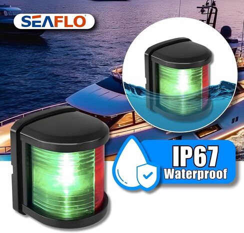Seaflo 11 Series منتظم بحجم LED LED BI-COLOR RED/GREEN LIGHT-12 فولت ، 1W ، IP67 مقاوم للماء ، 2NM ، الرؤية العالية ، للقوارب التي تقل عن 65 قدمًا (20 مترًا)-ضمان لمدة 4 سنوات (Bi-Color/Black) in Kuwait