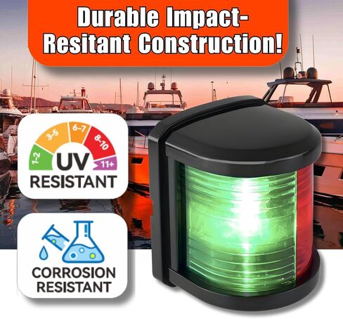 Seaflo 11 Series منتظم بحجم LED LED BI-COLOR RED/GREEN LIGHT-12 فولت ، 1W ، IP67 مقاوم للماء ، 2NM ، الرؤية العالية ، للقوارب التي تقل عن 65 قدمًا (20 مترًا)-ضمان لمدة 4 سنوات (Bi-Color/Black) in Kuwait