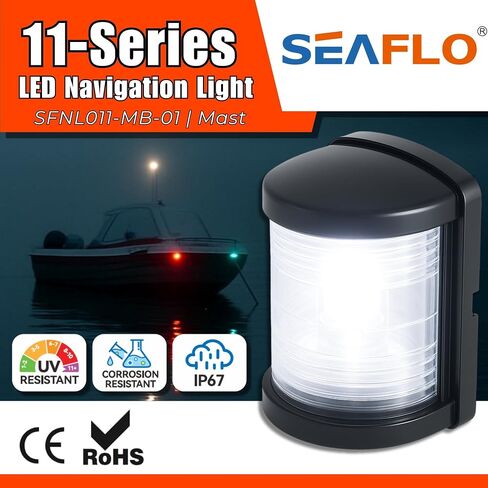 Seaflo 11 Series منتظم بحجم LED LED BI-COLOR RED/GREEN LIGHT-12 فولت ، 1W ، IP67 مقاوم للماء ، 2NM ، الرؤية العالية ، للقوارب التي تقل عن 65 قدمًا (20 مترًا)-ضمان لمدة 4 سنوات (Bi-Color/Black) in Kuwait