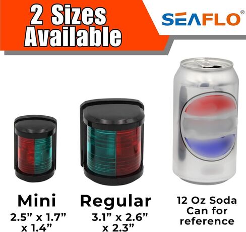 Seaflo 11 Series منتظم بحجم LED LED BI-COLOR RED/GREEN LIGHT-12 فولت ، 1W ، IP67 مقاوم للماء ، 2NM ، الرؤية العالية ، للقوارب التي تقل عن 65 قدمًا (20 مترًا)-ضمان لمدة 4 سنوات (Bi-Color/Black) in Saudi Arabia