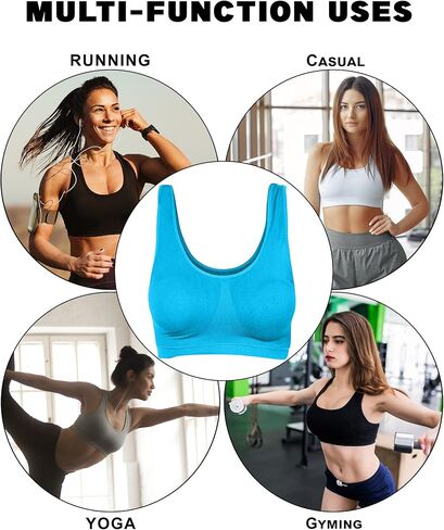 Love My Fashions® Sports Bras for Women Non Padded Soft Stretchy Comfort Push Up Bra for Workout 3-Pack in Saudi Arabia
