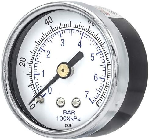 مقياس ضغط تركيب الجفاف الخلفي مع 2 "DIAL ، 0-100 PSI ، 1/8" اتصال NPT الذكور ، مدي الكروم ، الداخلية النحاسية والعدسة البلاستيكية (1) in Saudi Arabia