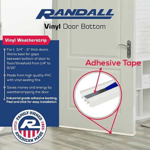 PVC و Vinyl Door Bottom | باب Weatherstrips | لمدة 1 3/4 "إلى 2" أبواب سميكة | يناسب الفجوات من 1/4 "إلى 9/16" | صنع في الولايات المتحدة (3 أقدام ، بني) in Saudi Arabia
