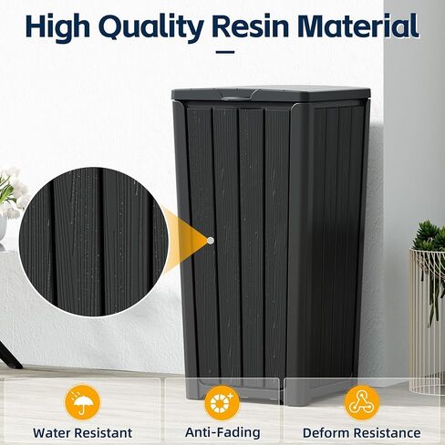 Outdoor Trash Can 23 Gallon Garbage Can with Lid Waterproof Resin Garbage Patio Waste Bin for Garden, Backyard, Deck,Black in Saudi Arabia