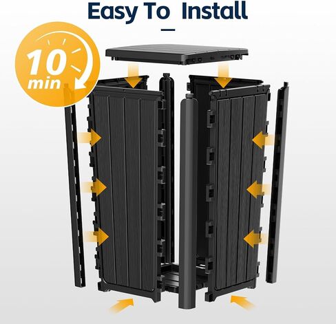 Outdoor Trash Can 23 Gallon Garbage Can with Lid Waterproof Resin Garbage Patio Waste Bin for Garden, Backyard, Deck,Black in Saudi Arabia