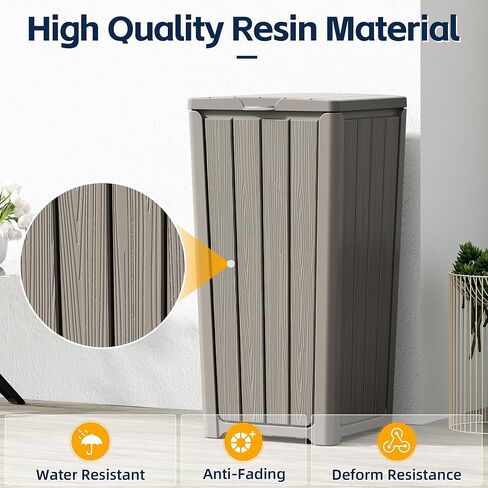 علبة القمامة في الهواء الطلق علبة القمامة 23 جالون مع غطاء راتنجات القمامة المائية سلة لفناء الفناء للحديقة ، الفناء الخلفي ، سطح السفينة ، الأسود in Kuwait