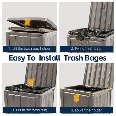 علبة القمامة في الهواء الطلق علبة القمامة 23 جالون مع غطاء راتنجات القمامة المائية سلة لفناء الفناء للحديقة ، الفناء الخلفي ، سطح السفينة ، الأسود in Kuwait