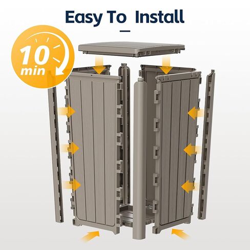 علبة القمامة في الهواء الطلق علبة القمامة 23 جالون مع غطاء راتنجات القمامة المائية سلة لفناء الفناء للحديقة ، الفناء الخلفي ، سطح السفينة ، الأسود in Kuwait