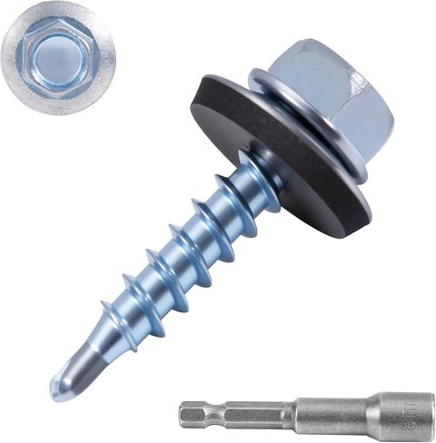 320pcs #10x1'' Self Drilling Screws, Galvanized Carbon Stainless Steel Hex Head Self Tapping Sheet Metal Roofing Screws with Washer & Hex Socket for Wood, Metal or Tough Materials in Saudi Arabia