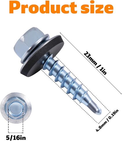 320pcs #10x1'' Self Drilling Screws, Galvanized Carbon Stainless Steel Hex Head Self Tapping Sheet Metal Roofing Screws with Washer & Hex Socket for Wood, Metal or Tough Materials in Saudi Arabia