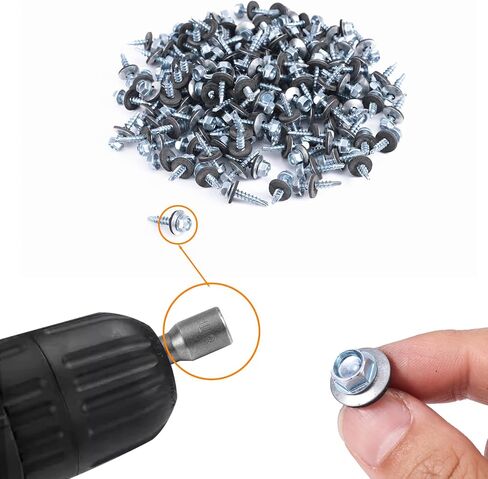 320pcs #10x1'' Self Drilling Screws, Galvanized Carbon Stainless Steel Hex Head Self Tapping Sheet Metal Roofing Screws with Washer & Hex Socket for Wood, Metal or Tough Materials in Saudi Arabia