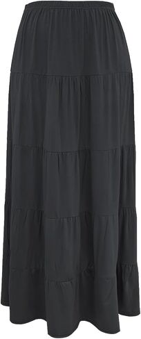 BABY O Women's Tiered Boho Gypsy Long Maxi Skirt Elastic Waist in Saudi Arabia