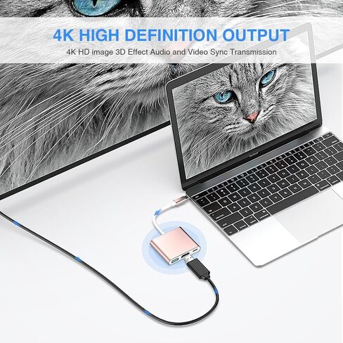 CASOLU USB C/Type C to HDMI Adapter, Thumderbolt 3 to HDMI 4K Adapter, USB-C Digital AV Multiport Adapter for Mac/MacBook/iPad Pro/ S20/S10+/Projector with USB 3.0 Port and PD Quick Charging Port in Saudi Arabia