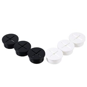 6pcs كبل مرنة جروميت 1 بوصة الحلقات المكتب السيليكون لمكتب الطاولة وغطاء ثقب الأثاث (أبيض وأسود) in Kuwait
