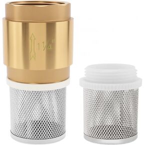 1-1/4" Foot Valve with Filter, DN32 Brass Bottom Valve Prevent Backflow Non Return Spring Check Valves with 2 Pcs Mesh Strainer Filter for Water Pump Irrigation, Industrial Piping System (1-1/4 inch) in Kuwait