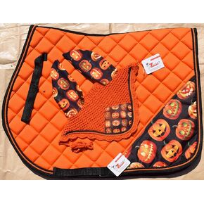 وسادة سرج طباعة برتقالية الهالوين مع محرك أذن مطابق-معدات ركوب الخيل-غير قابلة للانزلاق والتنفس-العرض الغربي/الإنجليزي in Kuwait