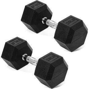 Rubber Encased Hex Dumbbell, Hand Weights with Anti-Slip Cast Iron Grip for Exercise & Fitness, Weights Dumbbells Set of 2 for Strength Training, 5-50 LBS Pair in Kuwait