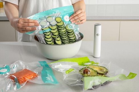 الحفاظ على أكياس سدادات الفراغ القابلة لإعادة الاستخدام للأغذية -20 BPA- أكياس تخزين الطعام الكبيرة الحرة ، تاريخ القابل للكتابة ، الفريزر ، متوافق مع سدادات الفراغ باليد in Kuwait